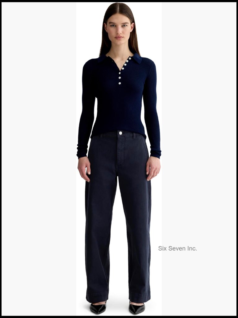High-Rise Wide-Leg Organic Cotton Twill Pant With Pockets